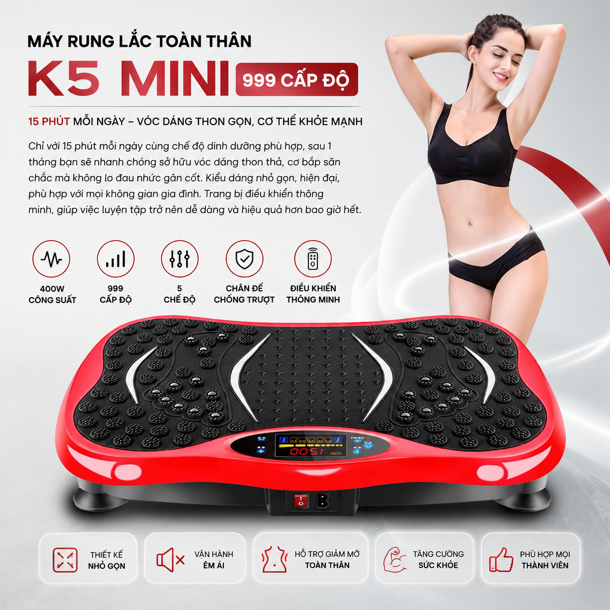 Máy Rung Lắc Toàn Thân K5 mini 999 Cấp Độ
