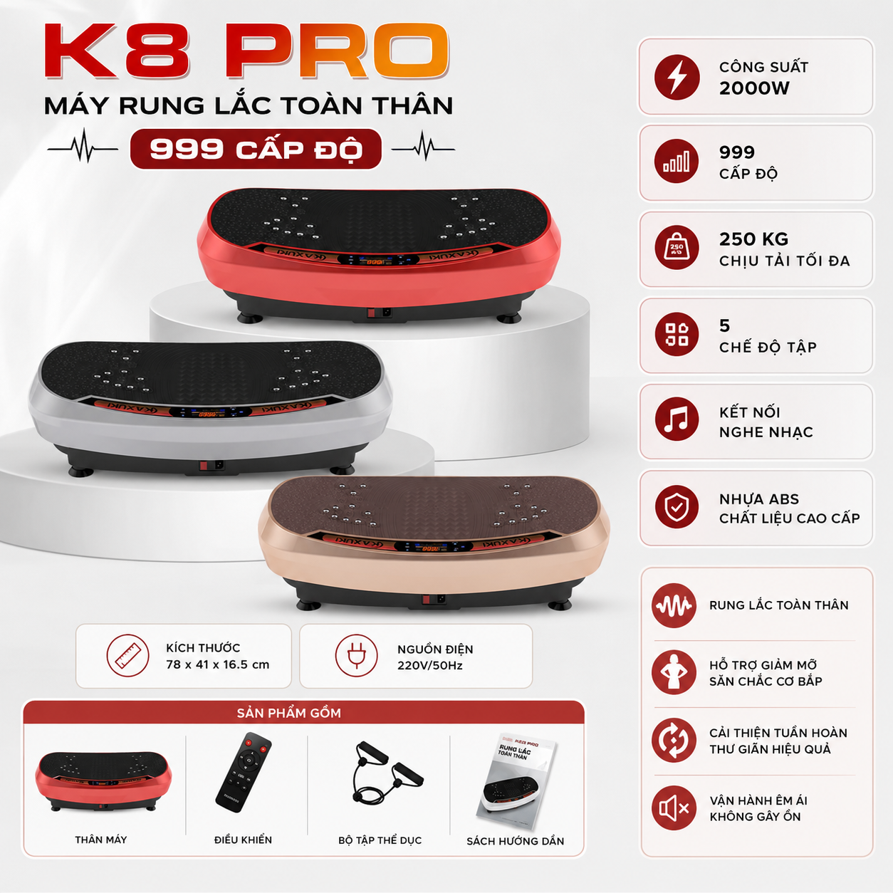 Máy Rung Lắc Toàn Thân K8 Pro 999 Cấp Độ