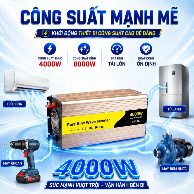 Bộ Chuyển Nguồn Rogerele 4000W Sóng Sin Cao Cấp - Ảnh 5