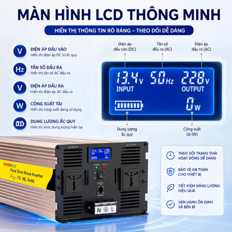 Bộ Chuyển Nguồn Rogerele 5000W Sóng Sin Cao Cấp - Ảnh 4
