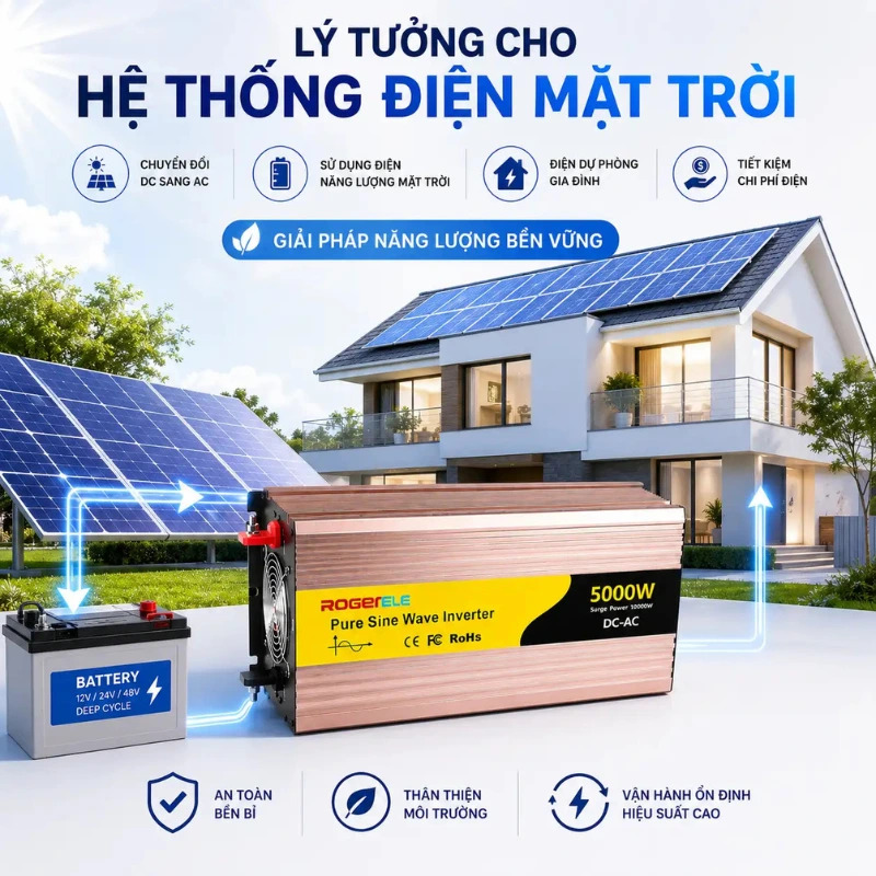 Bộ Chuyển Nguồn Rogerele 5000W Sóng Sin Cao Cấp - Ảnh 5