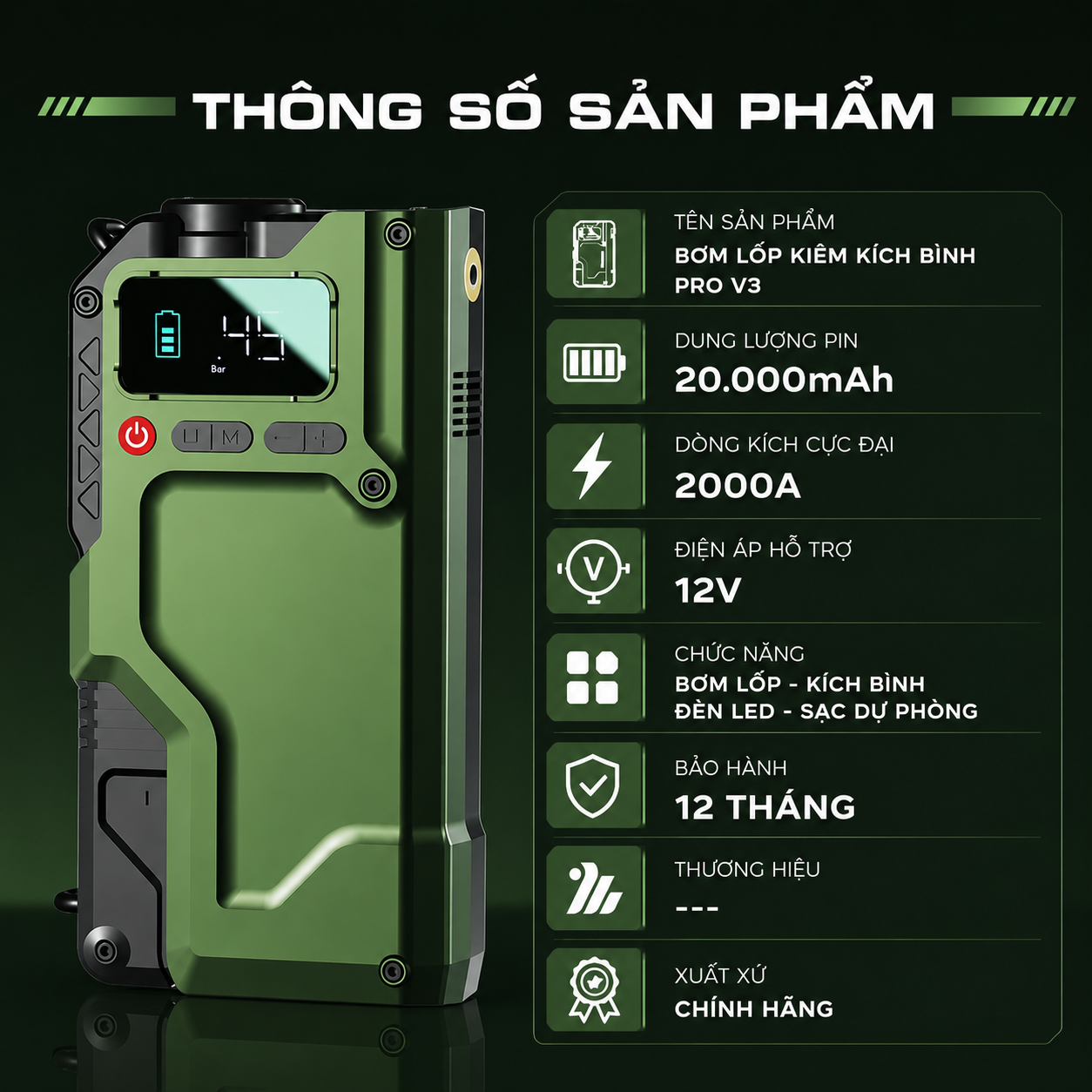 Bơm Lốp Kiêm Kích Bình Medicar Pro V3 20000mAh - Ảnh 6