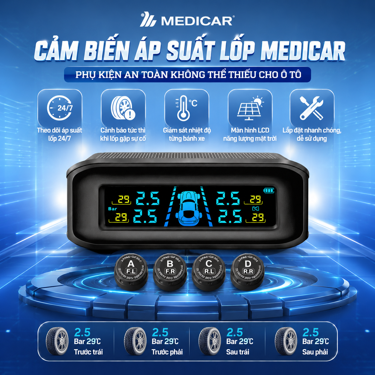 Cảm Biến Áp Suất Lốp Medicar - Ảnh 7
