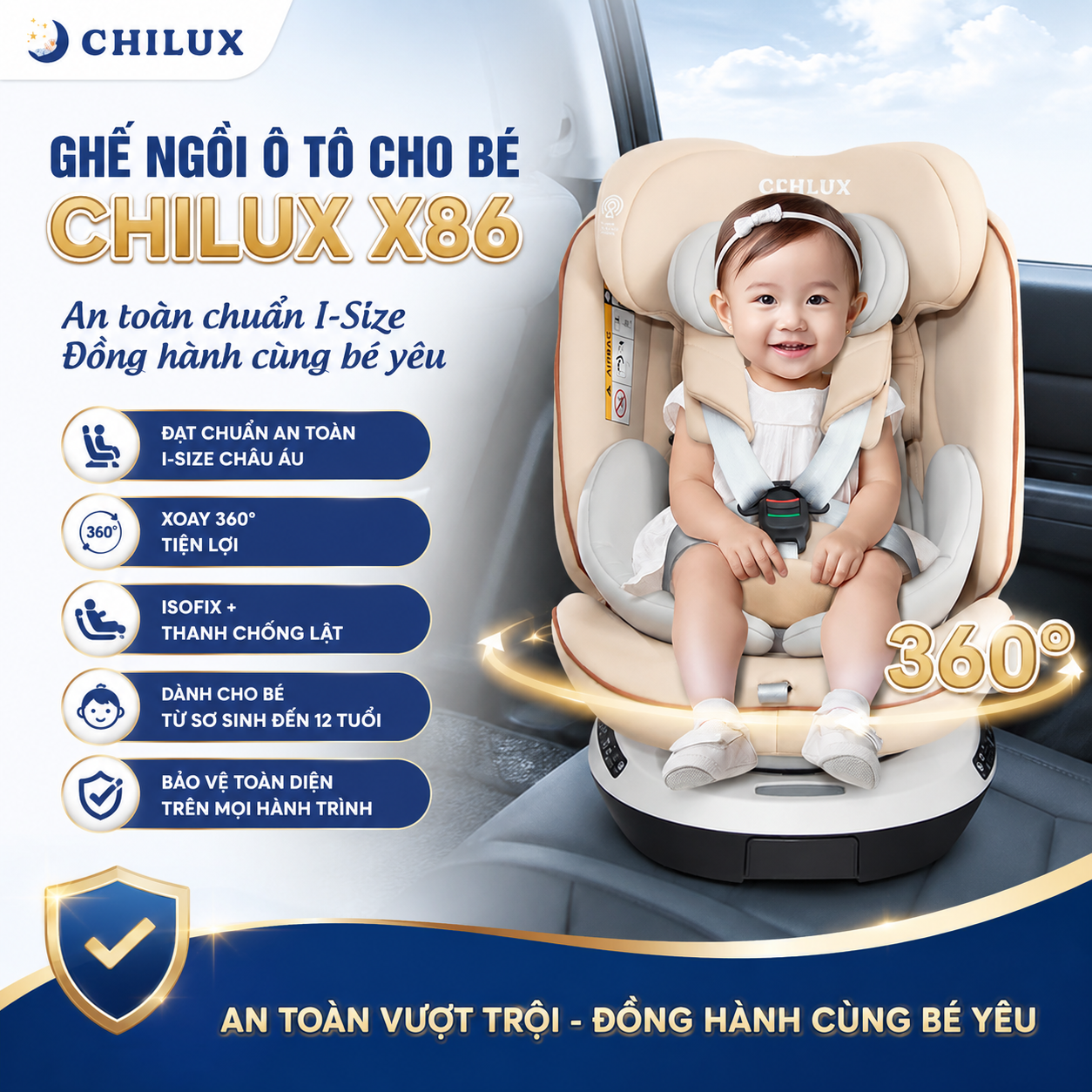 Ghế Ngồi Ô Tô Cho Bé CHILUX X86