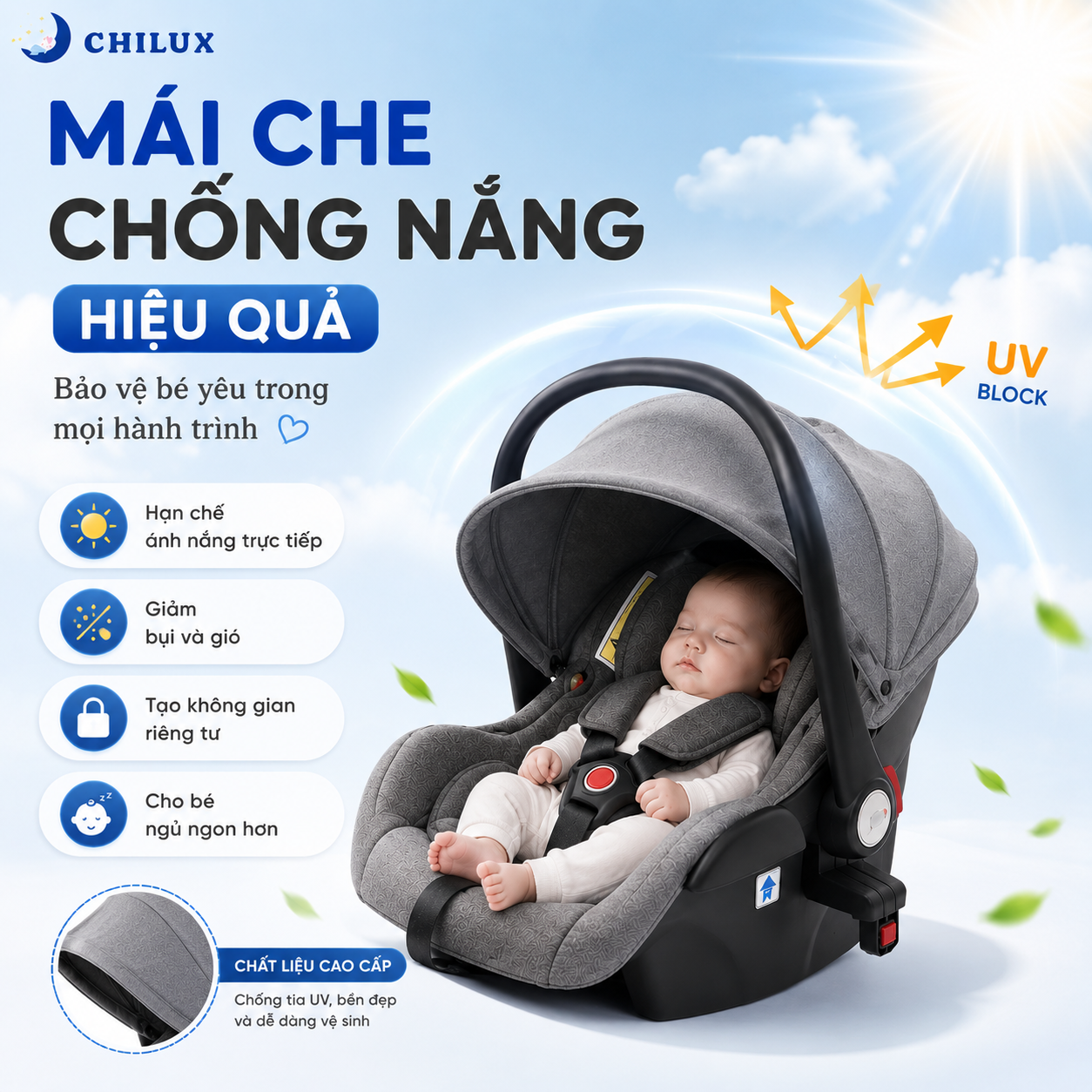Ghế Ngồi Ô Tô Kiêm Nôi Cho Bé CHILUX D23 - Ảnh 4