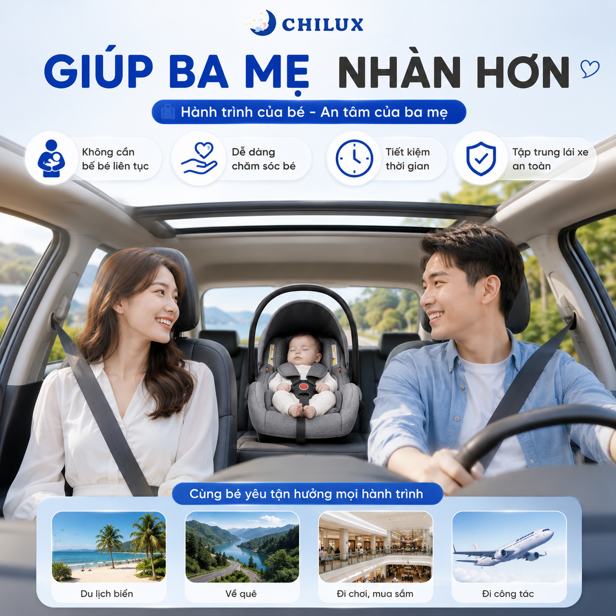 Ghế Ngồi Ô Tô Kiêm Nôi Cho Bé CHILUX D23 - Ảnh 3