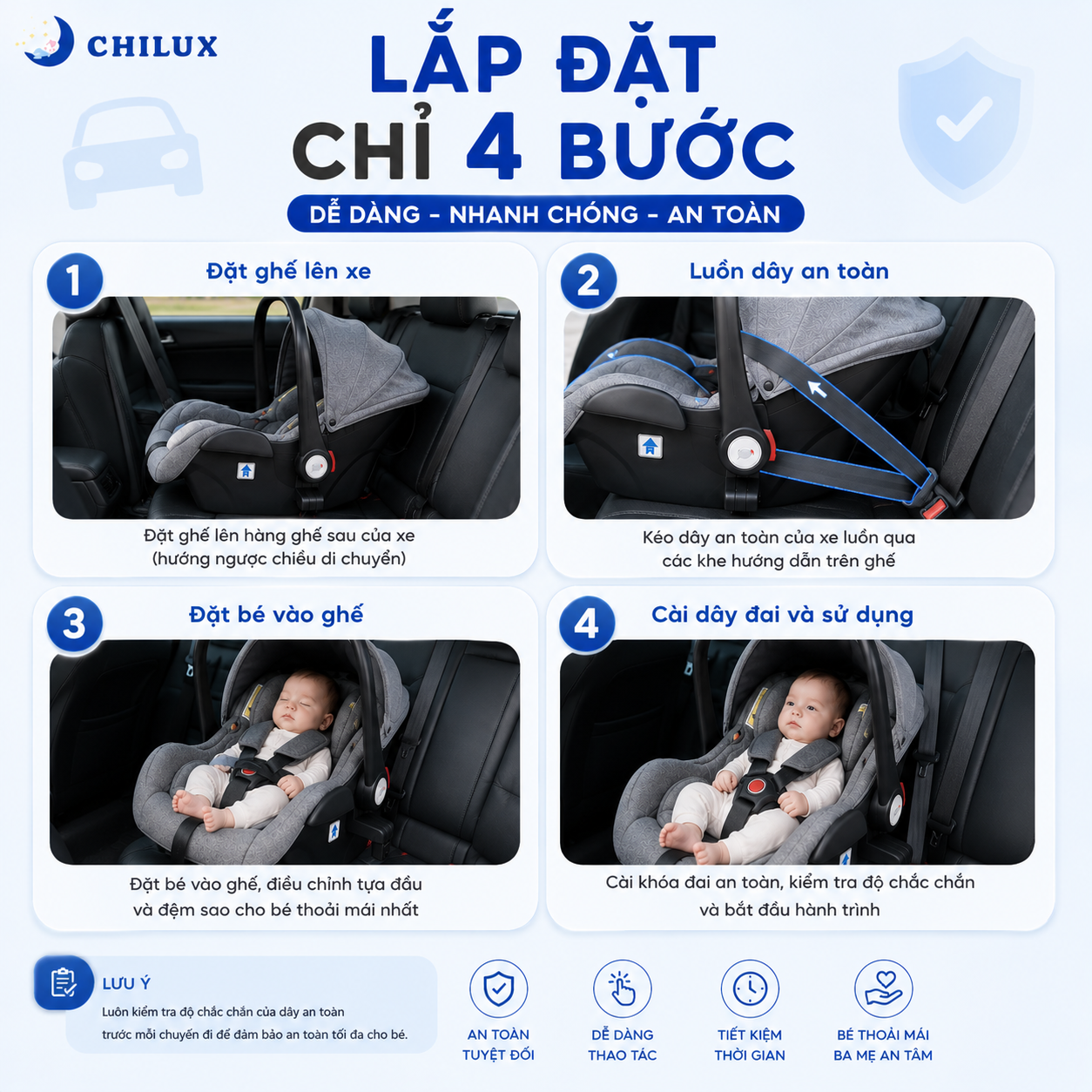 Ghế Ngồi Ô Tô Kiêm Nôi Cho Bé CHILUX D23 - Ảnh 2