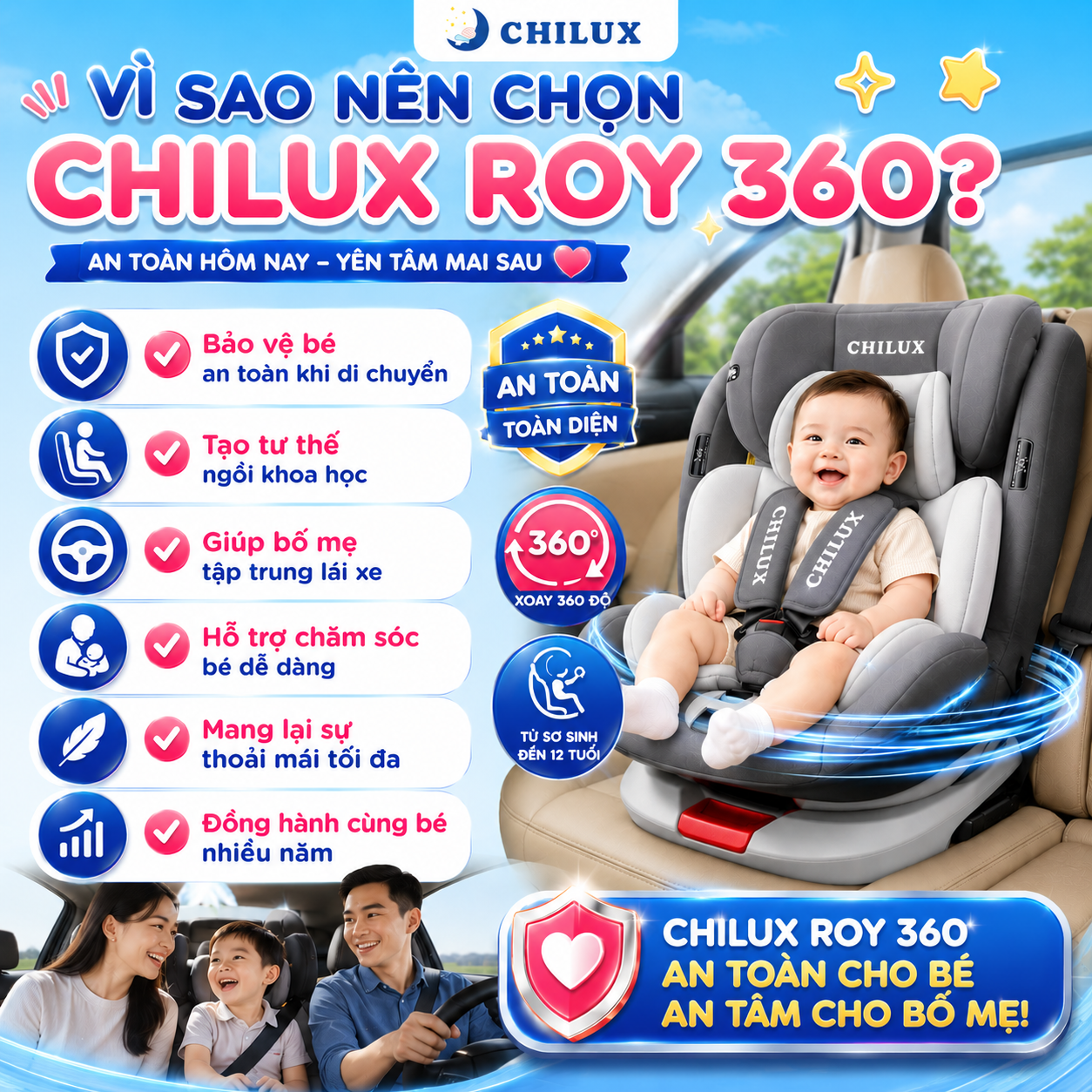 Ghế Ngồi Trẻ Em Ô Tô CHILUX ROY 360 - Ảnh 2