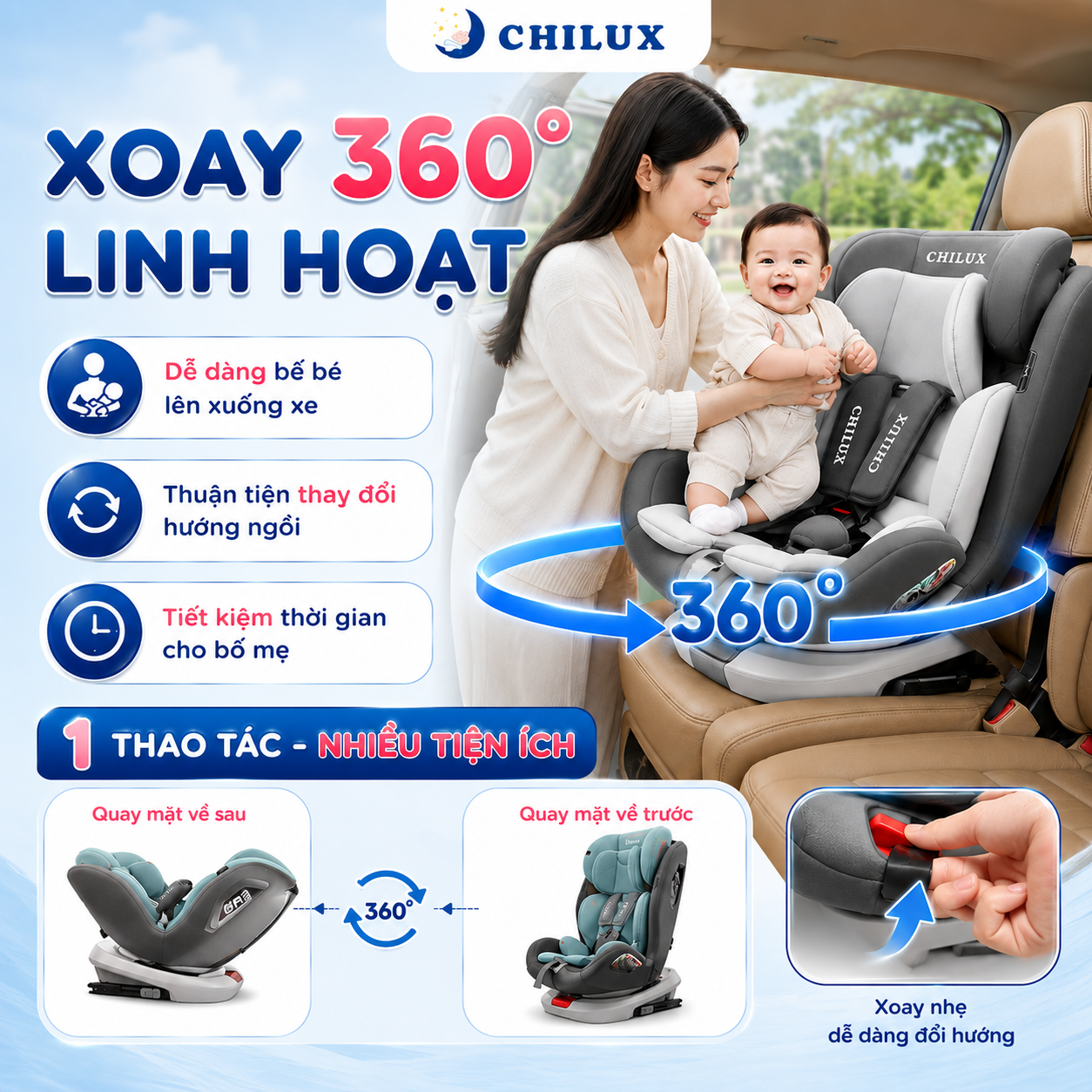 Ghế Ngồi Trẻ Em Ô Tô CHILUX ROY 360 - Ảnh 5