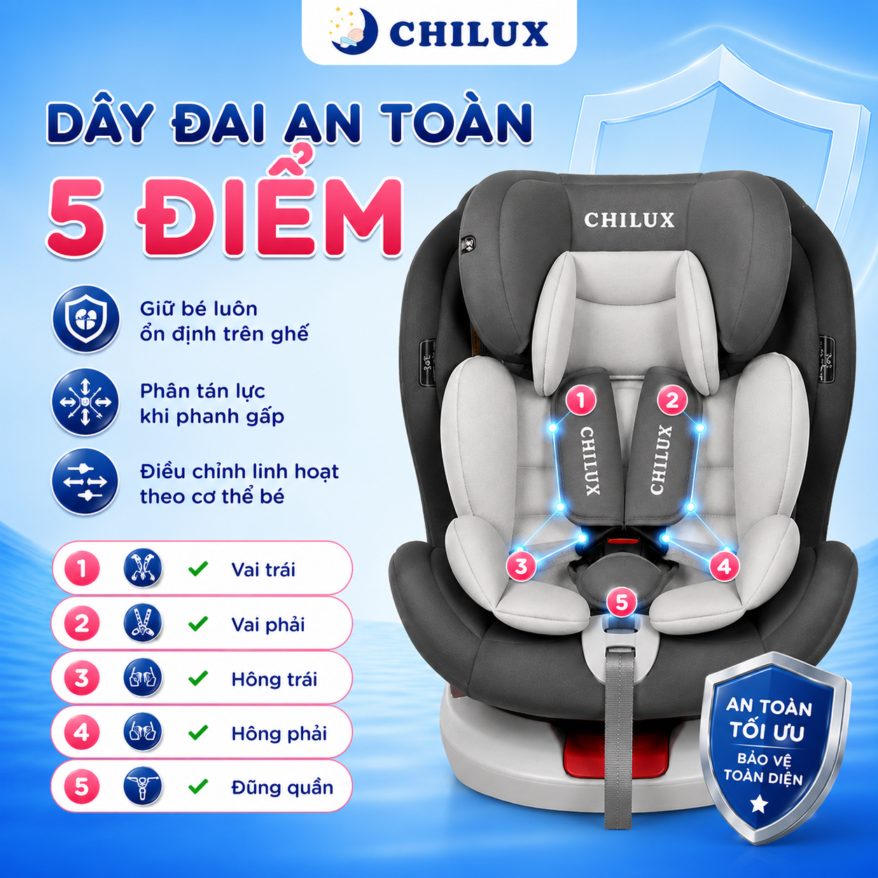 Ghế Ngồi Trẻ Em Ô Tô CHILUX ROY 360 - Ảnh 7
