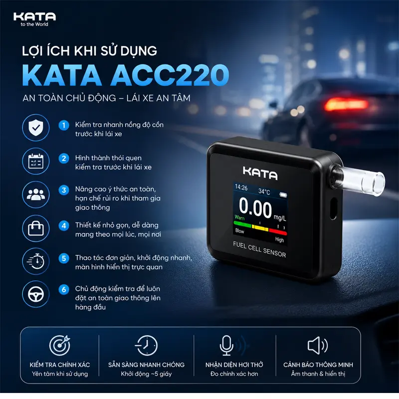 Lợi ích khi sử dụng Máy thổi đo nồng độ cồn KATA ACC220 hàng ngày Lợi ích khi sử dụng Máy thổi đo nồng độ cồn KATA ACC220 hàng ngày