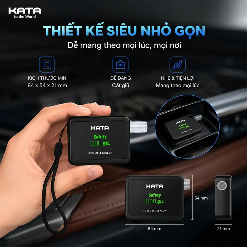 Thiết kế siêu nhỏ gọn, dễ mang theo trong ô tô hoặc túi cá nhân Thiết kế siêu nhỏ gọn, dễ mang theo trong ô tô hoặc túi cá nhân