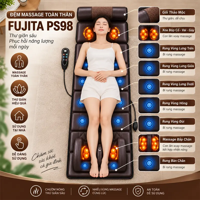 Đệm Massage Toàn Thân FUJITA PS98 - Ảnh 6