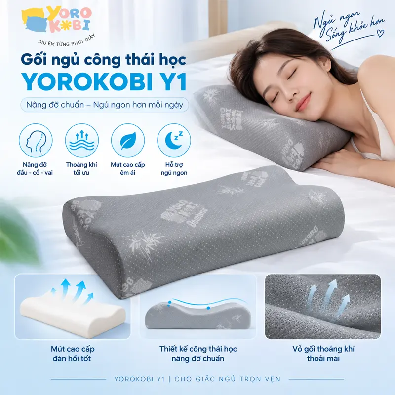 Gối ngủ công thái học Yorokobi Y1 Gối ngủ công thái học Yorokobi Y1