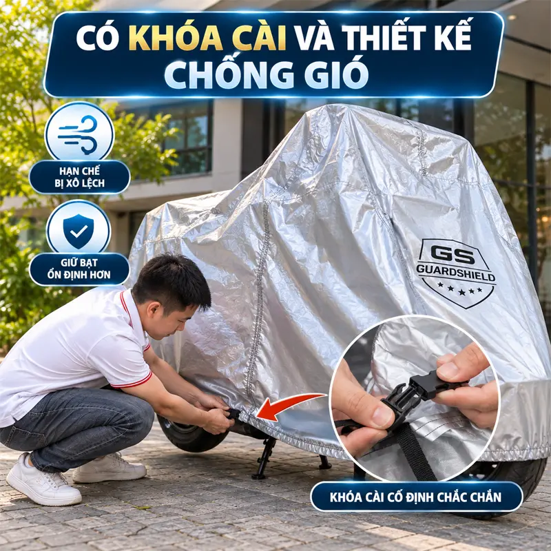 Có khóa cài và thiết kế chống gió